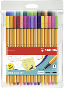 STABILO Fineliner point 88, 30er Kunststoff-Etui Strichstärke: 0,4 mm, metallge