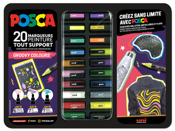 POSCA Pigmentmarker "GROOVY COLOURS", 20er Metallbox
