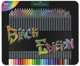 FABER-CASTELL Dreikant-Buntstifte Black Edition, 100er Etui