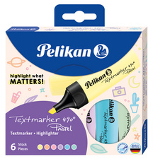 PELIKAN Textmarker 490 Pastel/6 Sort. 6 ST im Karton-Etui