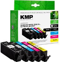 KMP  1x pigmentschwarz, 1x schwarz, 1x cyan, 1x magenta, 1x gelb Druckerpatronen kompatibel zu Canon PGI-580XXL PGBK, CLI 581XXL BK/C/M/Y, 5er-Set