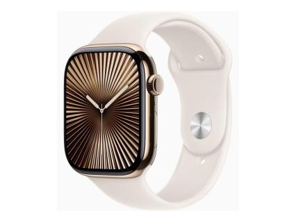 Apple Watch Series 10 46 mm Titan (GPS+Cellular) Sportarmband M/L  polarstern, gold