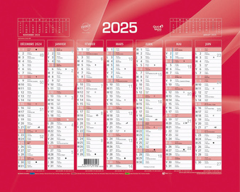QUO VADIS Calendrier de banque rouge, 270 x 210 mm, 2025