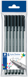 STAEDTLER Fineliner triplus, schwar z, 6 Stück im Polybeutel (57088189)