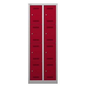 BISLEY Schließfachschrank MonoBloc ML06D4 lichtgrau, kardinalrot ML06D4506, 8 Schließfächer 61,0 x 50,0 x 170,0 cm