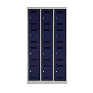 BISLEY Schließfachschrank MonoBloc ML09T4 lichtgrau, oxfordblau ML09T4505, 12 Schließfächer 90,0 x 50,0 x 170,0 cm