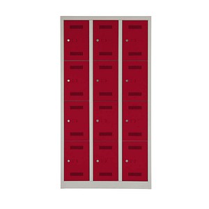 BISLEY Schließfachschrank MonoBloc ML09T4 lichtgrau, kardinalrot ML09T4506, 12 Schließfächer 90,0 x 50,0 x 170,0 cm