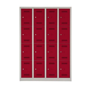 BISLEY Schließfachschrank MonoBloc ML11Q4 lichtgrau, kardinalrot ML11Q4506, 16 Schließfächer 118,3 x 50,0 x 170,0 cm