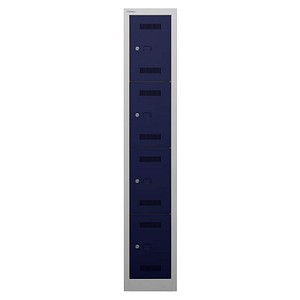 BISLEY Schließfachschrank MonoBloc ML03S4 lichtgrau, oxfordblau ML03S4505, 4 Schließfächer 32,2 x 50,0 x 170,0 cm