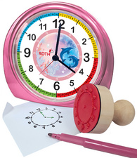 ROTH Kinderwecker & Stempel-Set "Delfine", rosa