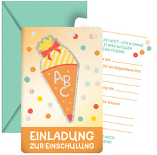 ROTH Einladungskarten-Set "Einschulung" mit Glitzereffekt