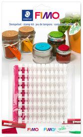 FIMO Stempelset, aus Kunststoff, 88 Zeichen, weiß