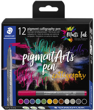 STAEDTLER Fasermaler pigment calligraphy pen, 12er Etui