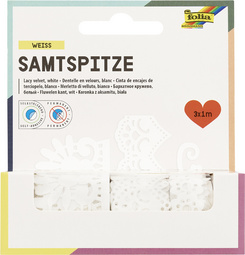 folia Samtbordüren "Spitze", selbstklebend, weiß