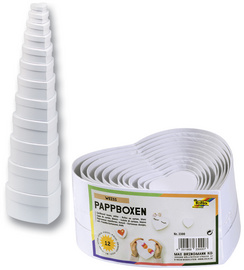 folia Geschenkboxen "Herzen", 12 Stück Größen sortiert, weiß