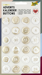 folia Adventskalender-Buttons PERLMUTT, aus Blech, 1 - 24