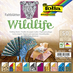 folia Faltblätter "Wildlife", 150 x 150 mm, 80g/qm, 50 Blatt