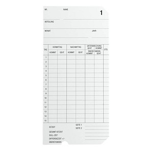 BÜRK MOBATIME STEMPELKARTE TYP 2-6 1P.=500 (B01820339500)