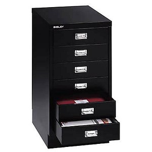BISLEY MultiDrawer™ L296S Schubladenschrank schwarz mit 6 Schubladen 27,8 x 38,0 x 67,0 cm
