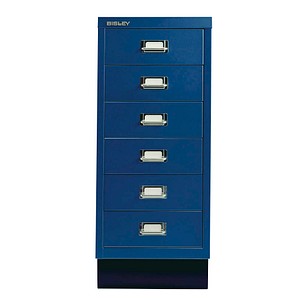 BISLEY MultiDrawer™ L296S Schubladenschrank oxfordblau mit 6 Schubladen 27,8 x 38,0 x 67,0 cm