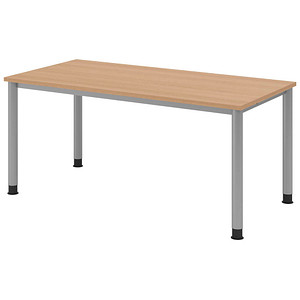 HAMMERBACHER HS16 höhenverstellbarer Schreibtisch eiche rechteckig 4-Fuß-Gestell silber 160,0 x 80,0 cm