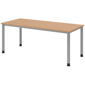 HAMMERBACHER HS19 höhenverstellbarer Schreibtisch eiche rechteckig 4-Fuß-Gestell silber 180,0 x 80,0 cm