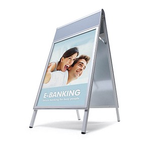 Showdown® Displays Kundenstopper Compasso C1 silber DIN A1 2 Fächer