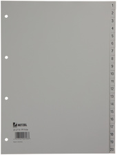 HETZEL Kunststoff-Register, Zahlen, A4, 1-20, PP, grau (59252714)