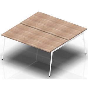 Quadrifoglio Doppelschreibtisch ulme rechteckig 4-Fuß-Gestell weiß 160,0 x 164,0 cm