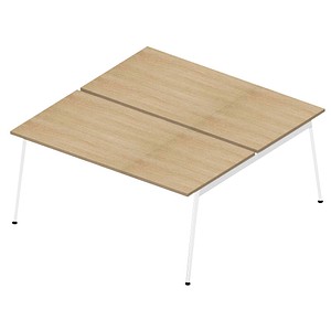 Quadrifoglio Doppelschreibtisch eiche rechteckig 4-Fuß-Gestell weiß 160,0 x 164,0 cm