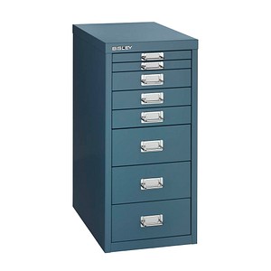BISLEY MultiDrawer™ L298 Schubladenschrank blau mit 8 Schubladen 27,8 x 38,0 x 59,0 cm