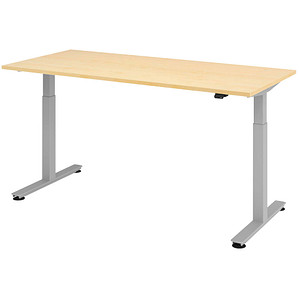 HAMMERBACHER XMST19 höhenverstellbarer Schreibtisch ahorn rechteckig T-Fuß-Gestell silber 180,0 x 80,0 cm