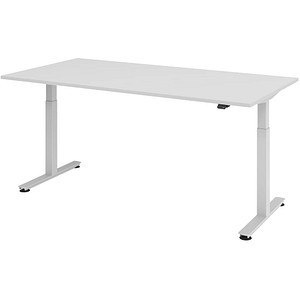 HAMMERBACHER XMST2E höhenverstellbarer Schreibtisch lichtgrau rechteckig T-Fuß-Gestell silber 200,0 x 100,0 cm