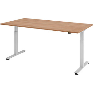 HAMMERBACHER XMST2E höhenverstellbarer Schreibtisch nussbaum rechteckig T-Fuß-Gestell silber 200,0 x 100,0 cm