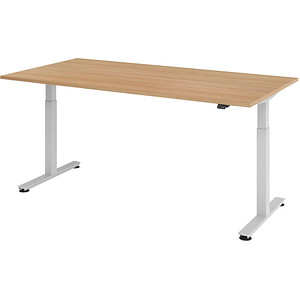 HAMMERBACHER XMST2E höhenverstellbarer Schreibtisch eiche rechteckig T-Fuß-Gestell silber 200,0 x 100,0 cm