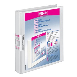 10 VELOFLEX Präsentationsringbücher 4-Ringe weiß 2,0 cm DIN A4