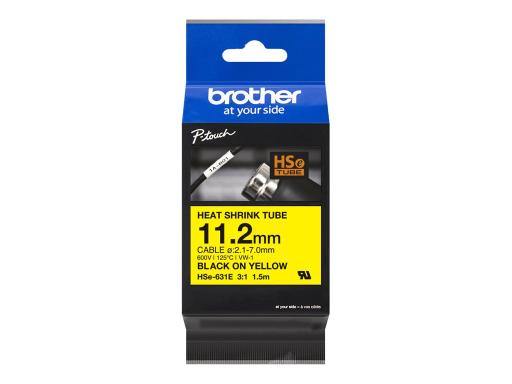 BROTHER Schrumpfschlauchkassette Brother 11,2mm gelb/schwarz  HSE631