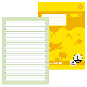 Staufen® Schulheft Premium Lineatur 1 (1. Schuljahr) liniert DIN A5 ohne Rand, 16 Blatt