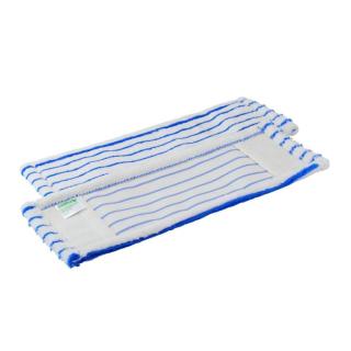 Mikro-Borstenmopp 40 cm | weiß/blau Mikrofaser-Mopp mit eingearbeiteten Polyamid-Borsten. Aufnahme: Tasche