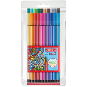STABILO Fasermaler Pen 68, 20er Kunststoff-Etui Strichstärke, 1,0 mm, geruchsne