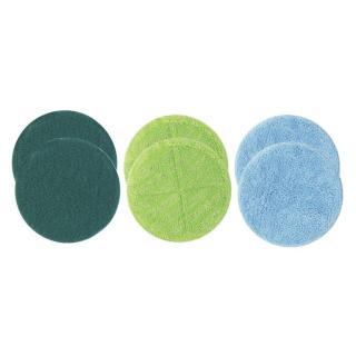 Maschinenpads, Ø 15,5 cm | 6er Set 2 x Mikrofaserpad, 2 x Scheuerpad, 2 x Polierpad, passend für Hurricane Floating Mop