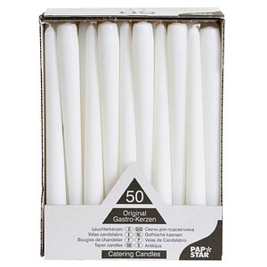 PAPSTAR Leuchterkerzen, 22 mm, weiß, 50er Pack