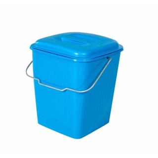 Viereck-Deckeleimer 12 Liter mit Metallbügel, 27 x 27 x 29 cm | blau 