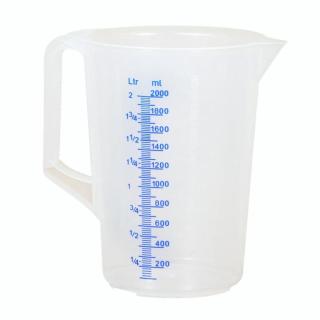 Messbecher 2,0 Liter, Polypropylen, blaue gedruckte Skala | milchig-transparent 