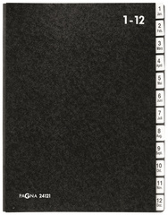 Pultordner 1-12/Jan.-Dez. sw Einband aus Hartpappe, mit