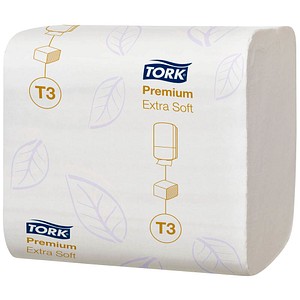 TORK Einzelblatt-Toilettenpapier T3 Premium Extra Soft 2-lagig 7.560 Tücher