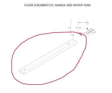 Zubehör/Ersatzeil: Griffstange mit Loch Verbindungsstange zwischen Wassertank und Maschinenfuß, passend für Floorwash Bodenreinigungsmaschine F25 und F35