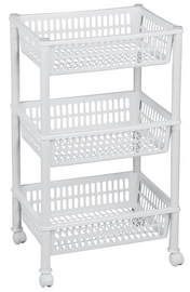 plast team Aufbewahrungs-Trolley, mit 3 Körben, weiß