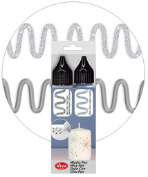 ViVA DECOR Candle Wachs Pen, 28 ml, 2er Set silber