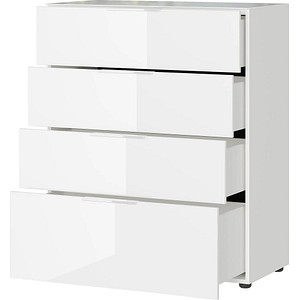 GERMANIA Kommode Oakland 3695-84 weiß,glas keine Fachböden 83,0 x 42,0 x 102,0 cm
